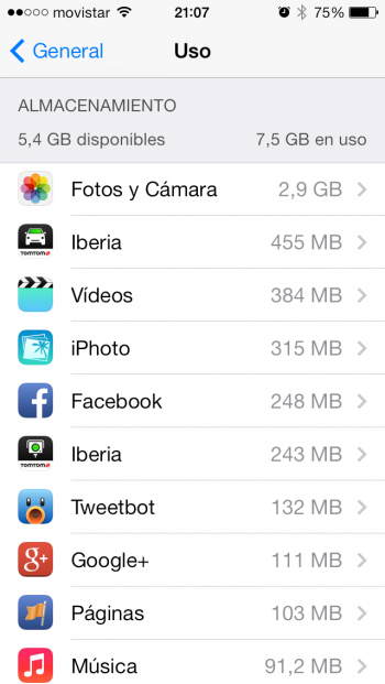 Cinco consejos para liberar memoria de tu iPhone - iPhone-almacenamiento-2