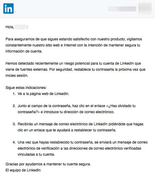 LinkedIn pide restablecer contraseñas tras filtraciones - linkedin-correo