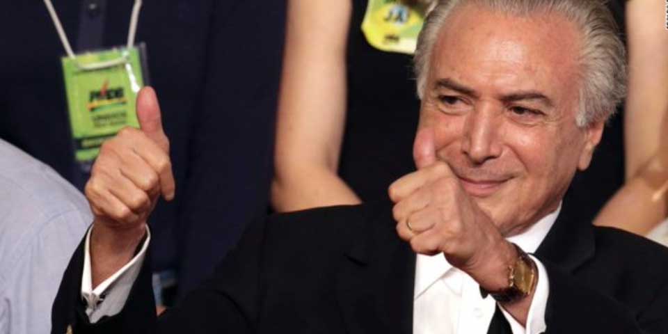 Michel Temer asumirá presidencia de Brasil y viajará a China
