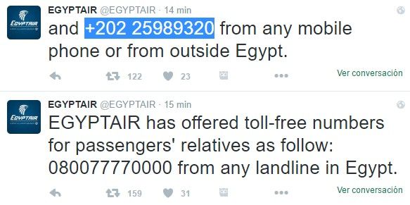 Desaparece del radar el vuelo 804 de EgyptAir - tuits-egyptair-numero