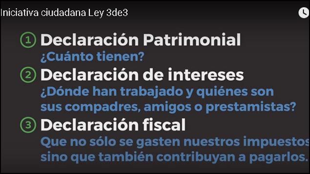 Comienza el 5 de julio periodo extraordinario para vetar la ley ‘3de3’ - 20160312_19_13_Iniciativa3de3_YouTube