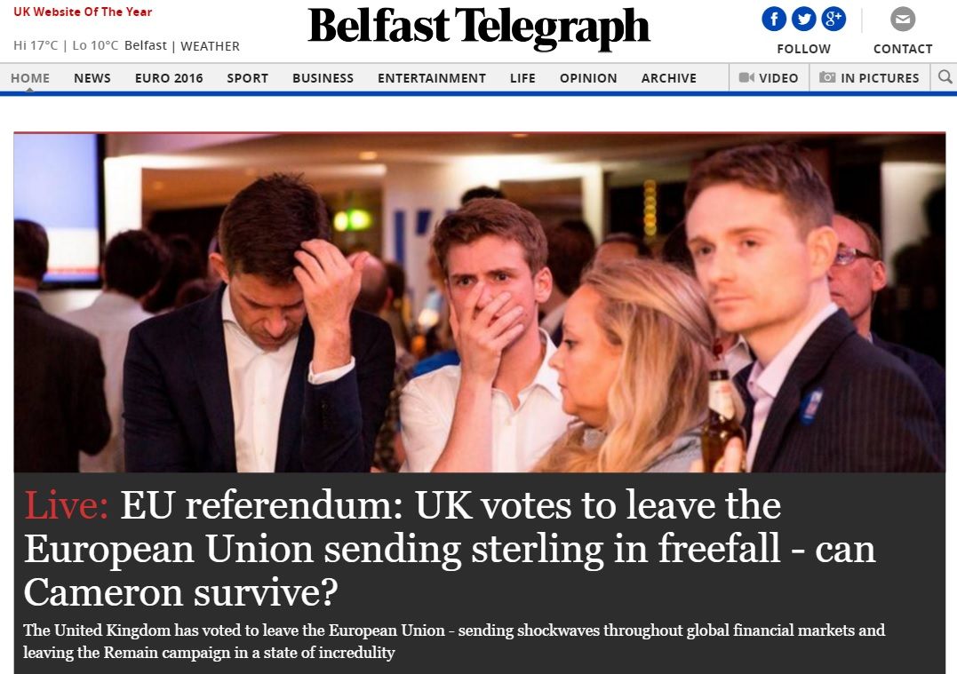 Reacciones en medios británicos - Belfast-Telegraph