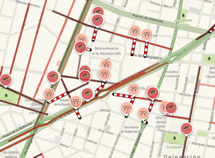 Cierran lateral de Reforma por manifestación de la CNTE - CNTe-Senado-Waze