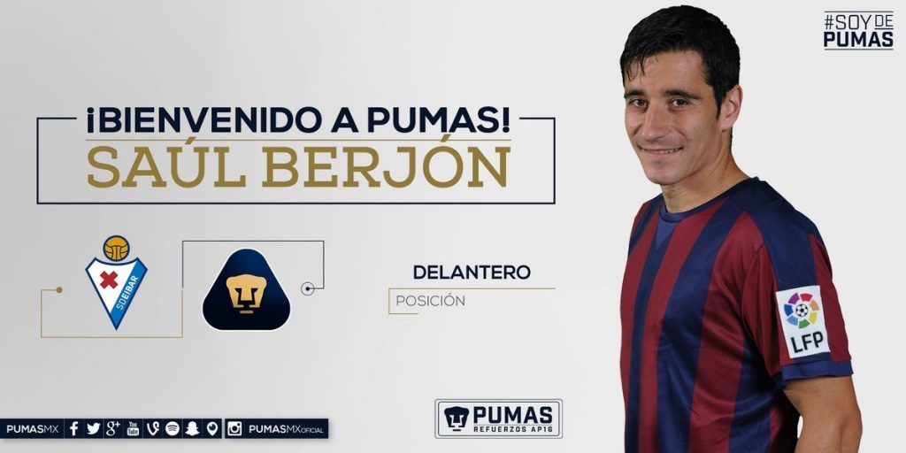 Pumas anuncia contratación de Saúl Berjón - ClvEhWRUoAAcSWD-1024x512