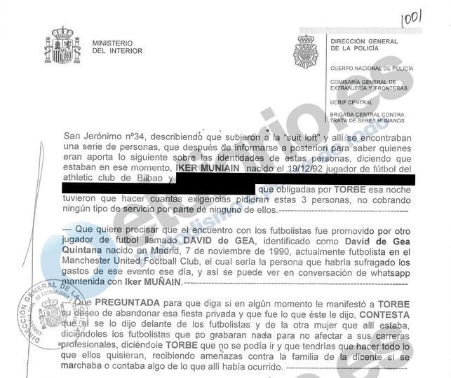 Ligan a De Gea y Minuain con red de prostitución - De-Gea-y-Minuain-documento