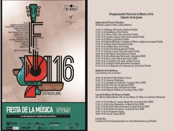 México y Francia participarán en La Fiesta de la Música 2016 en Puebla - Fiesta-de-la-Música-2016-cartel