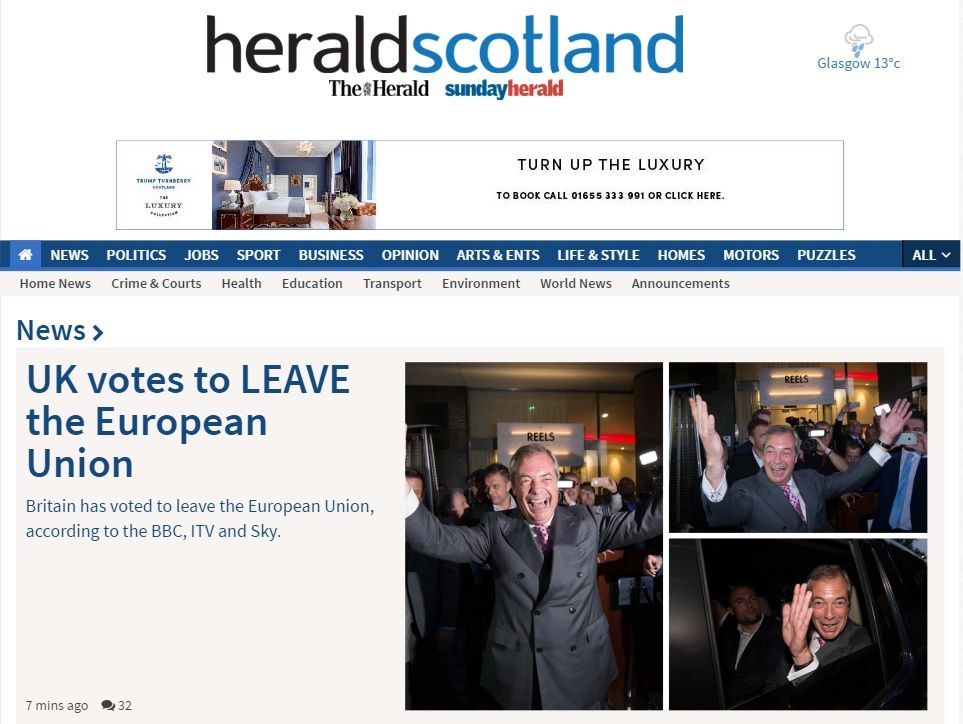 Reacciones en medios británicos - Herald-Scotland