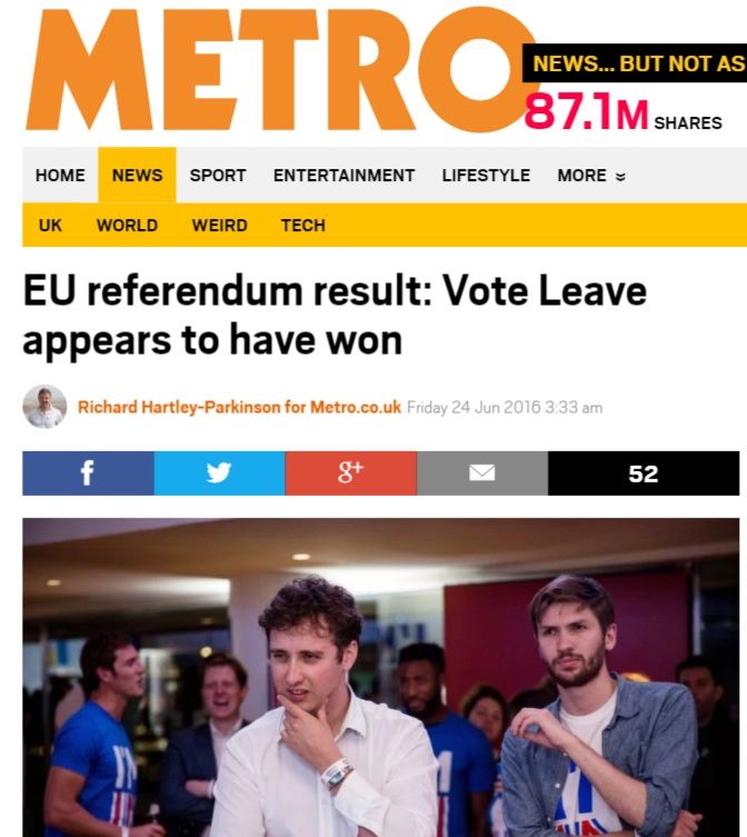 Reacciones en medios británicos - Metro