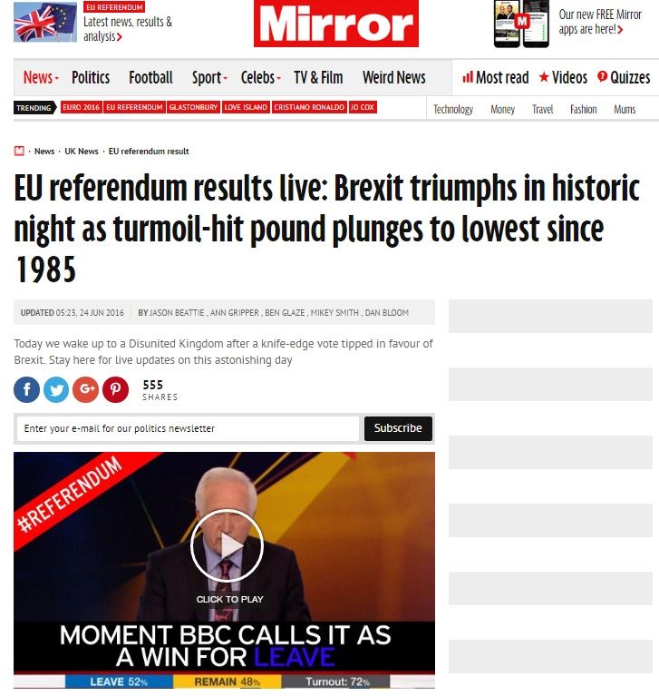 Reacciones en medios británicos - Mirror