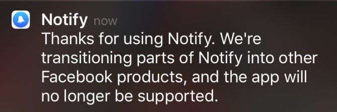 Facebook desaparece la app de Notify - Notify-Facebook