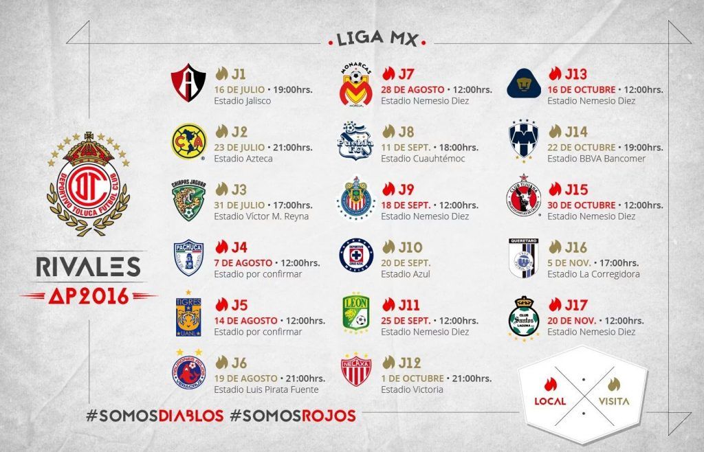 Toluca podría jugar en el Nemesio Díez hasta la Jornada 7 - Toluca-Calendario-1024x658