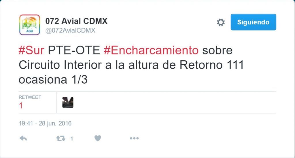 Lluvia provoca encharcamientos y caída de árboles en la Ciudad de México - Tuit-072AvialCDMX-1024x550