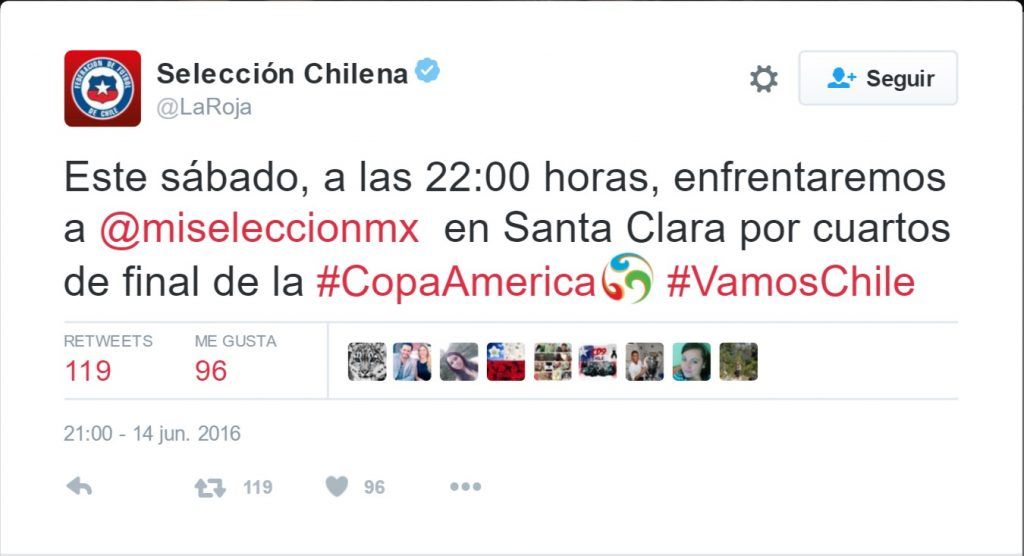 Chile vence a Panamá y enfrentará a México en Cuartos de Final - Tuit-Chile-1024x556