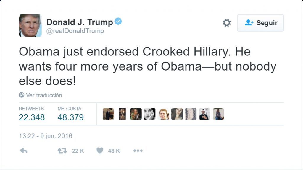 "Borra tu cuenta de Twitter": Hillary Clinton a Donald Trump - Tuit-Donald-Trump-1024x576