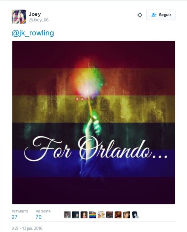 Rinden tributo a mexicano víctima de ataque en Orlando al estilo Harry Potter - Tuit-JK-Rowling-3