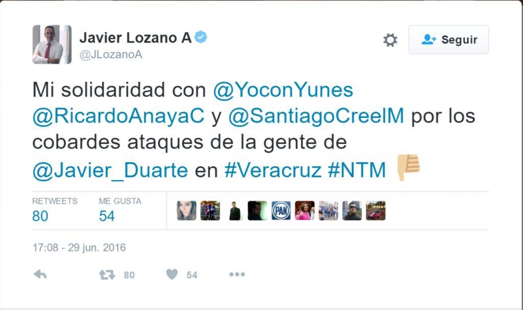 Agreden a dirigentes panistas en Veracruz. Yunes pide castigo para Duarte - Tuit-Javier-Lozano-1024x608