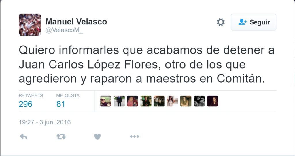 Detienen a segundo implicado en agresión a maestros en Chiapas - Tuit-Manuel-Velasco-1024x544