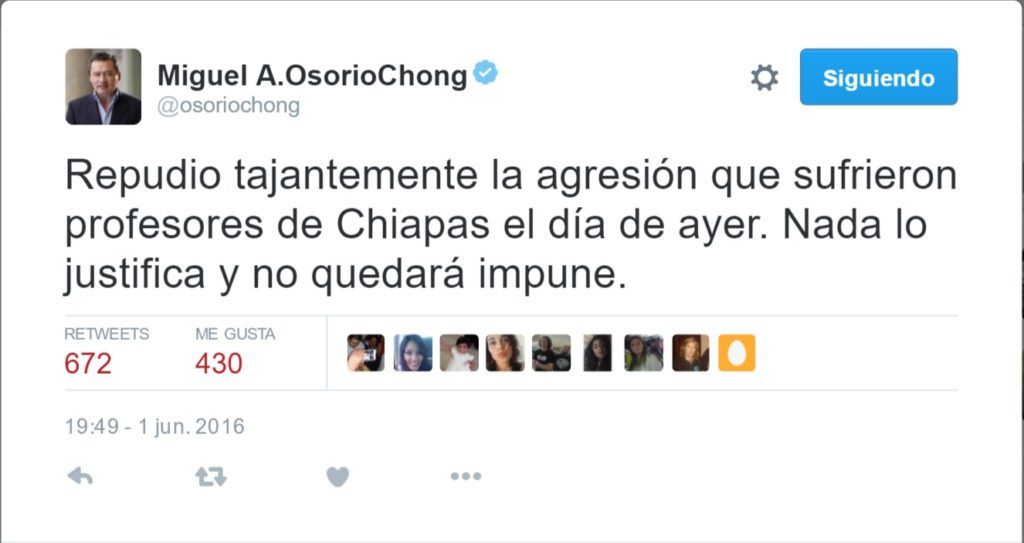 Osorio Chong condena vejaciones a maestros y manda mensaje a AMLO - Tuit-Osorio-Chong-1024x543