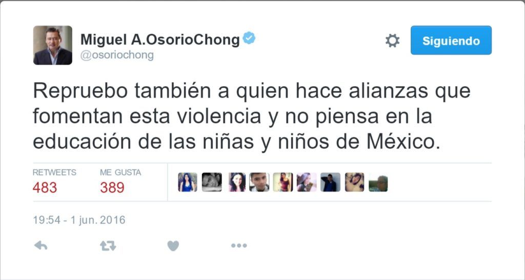 Osorio Chong condena vejaciones a maestros y manda mensaje a AMLO - Tuit-Osorio-Chong-2-1024x546