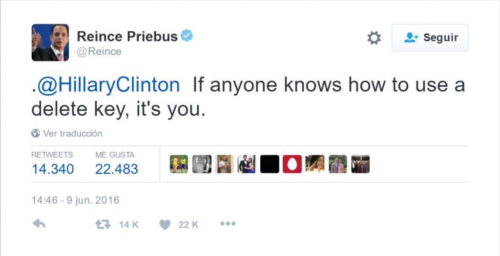 "Borra tu cuenta de Twitter": Hillary Clinton a Donald Trump - Tuit-Reince-1024x525