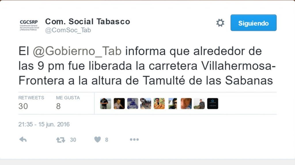 Desalojan carretera Villahermosa-Frontera en Tabasco - Tuit-Tabasco-1-1024x573