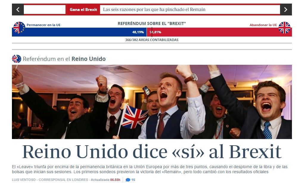 Reacciones de los medios tras el Brexit - abc