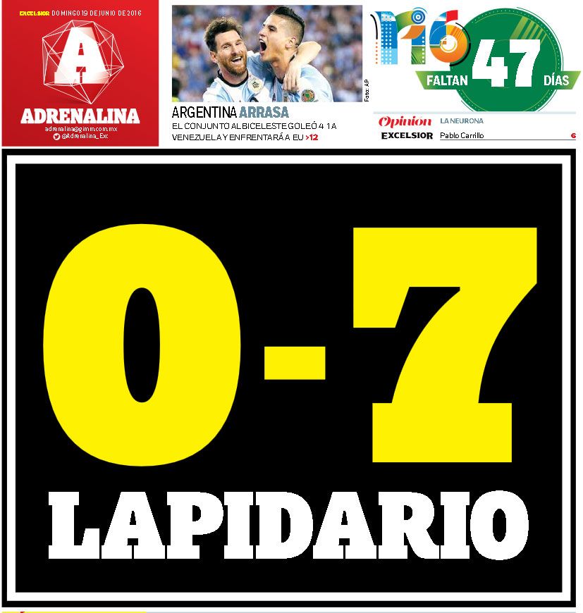 Medios internacionales destacan derrota de México - adrenalina