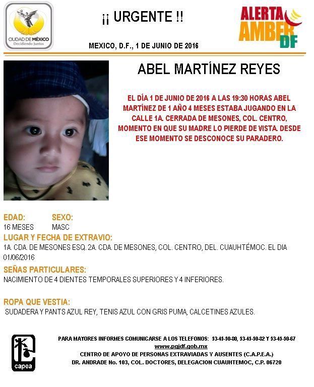 Activan Alerta Amber para localizar a niño desaparecido en la colonia Centro - alerta-amber-Foto-de-@PGJDF_CDMX
