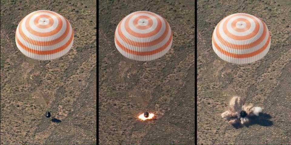 Regresan a tierra tres tripulantes de la estación espacial