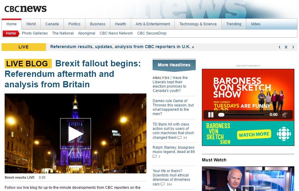 Reacciones de los medios tras el Brexit - cbc