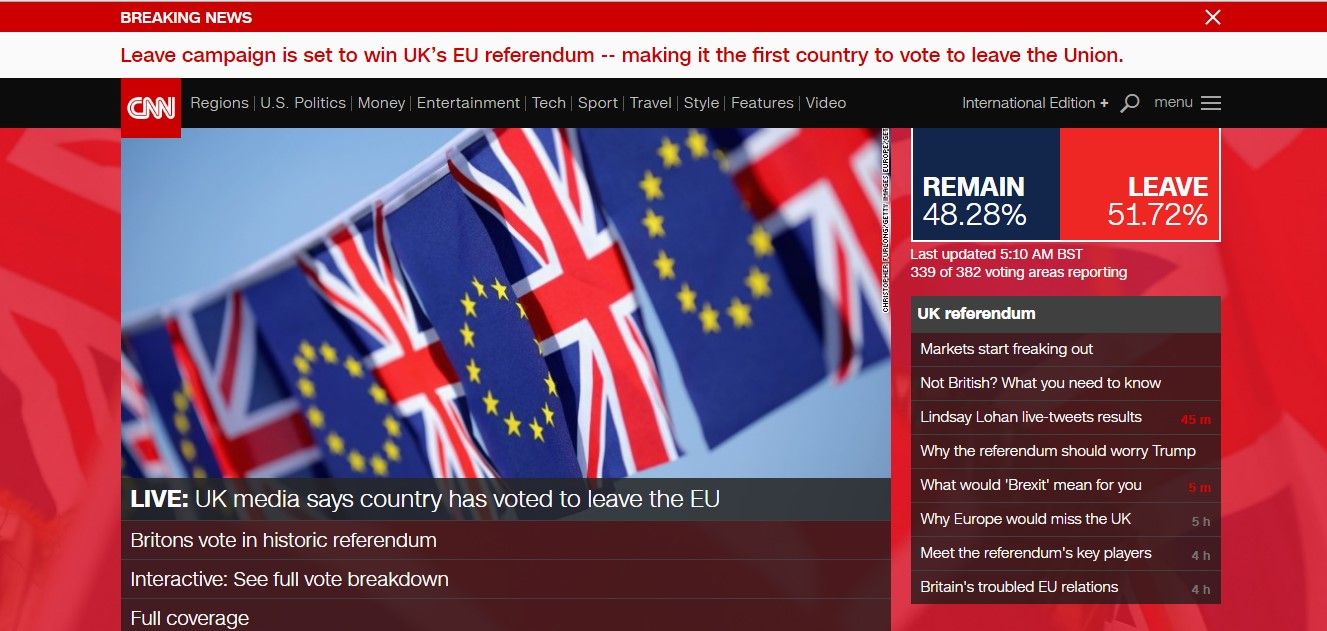 Reacciones de los medios tras el Brexit - cnn