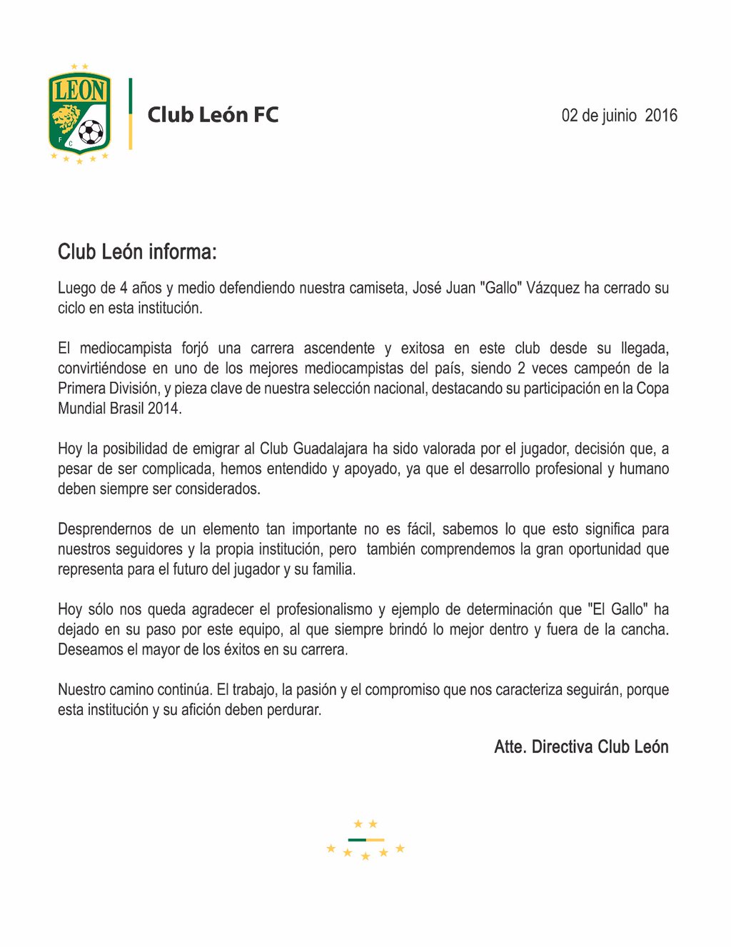 "Gallito" Vázquez, nuevo jugador de Chivas - comunicado