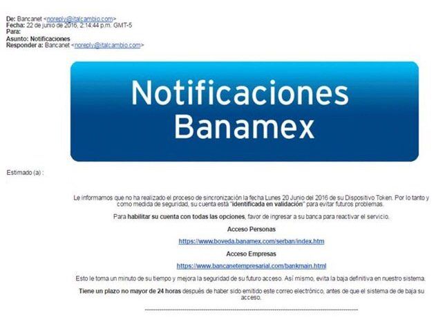 Alertan por correo fraudulento de Banamex - correo-fraude-e1467036687543
