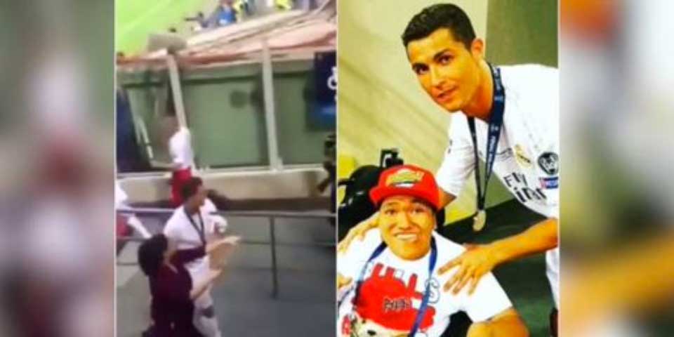 Video: Cristiano Ronaldo festeja con dos fans en silla de ruedas