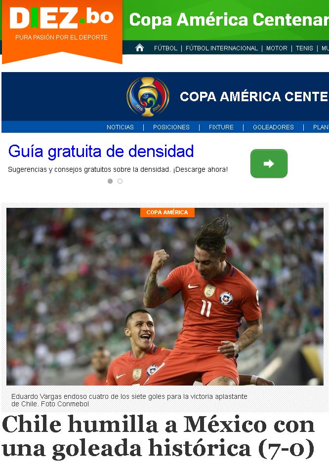 Medios internacionales destacan derrota de México - diez-bolivia