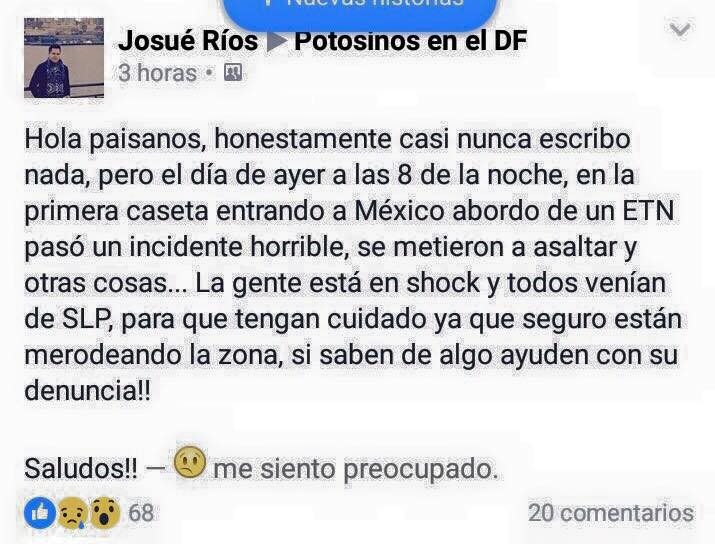 Esposa de exdiputado denuncia violación en autobús de ETN - etn-1