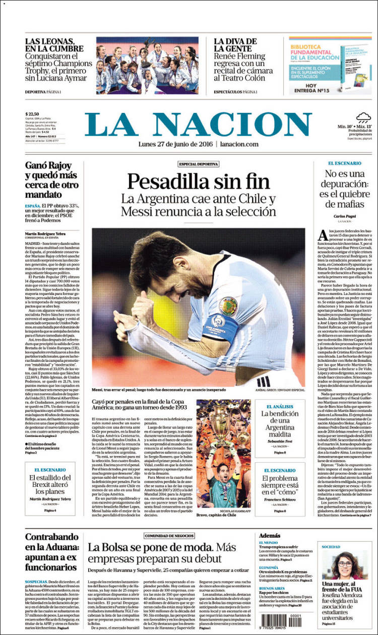 Portadas En Argentina Tras Perder La Final De Copa América