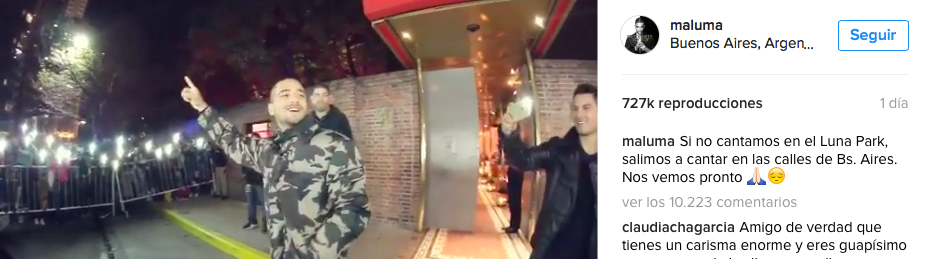 Maluma sale a cantar a las calles de Buenos Aires - maluma