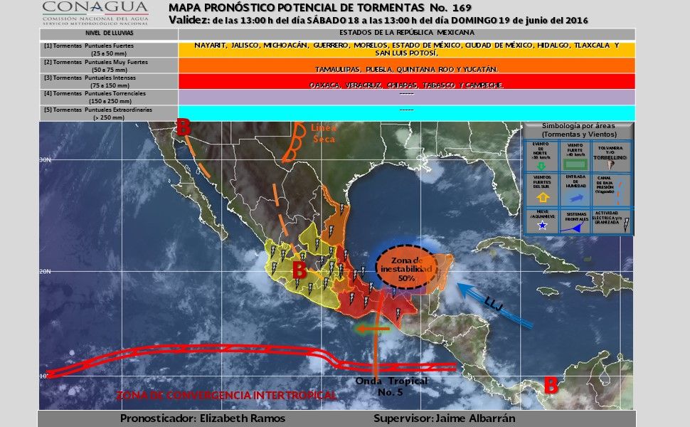 Onda tropical 5 provocará lluvias intensas en casi todo el país - potencial_tormentas-4-1