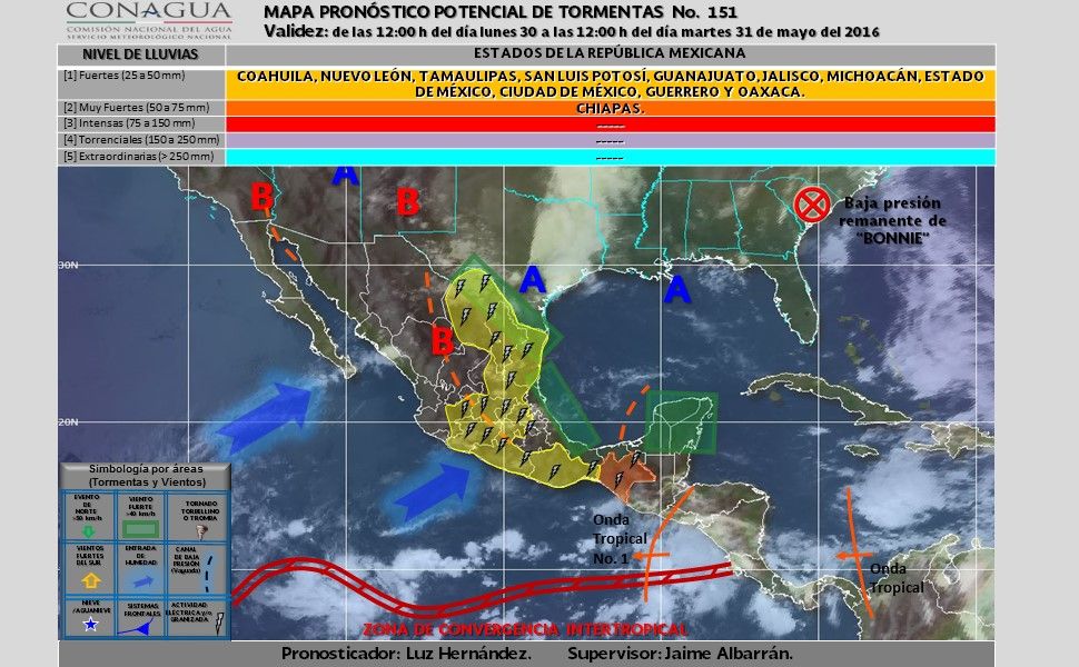 Pronostican lluvias intensas en casi todo el país - potencial_tormentas-6