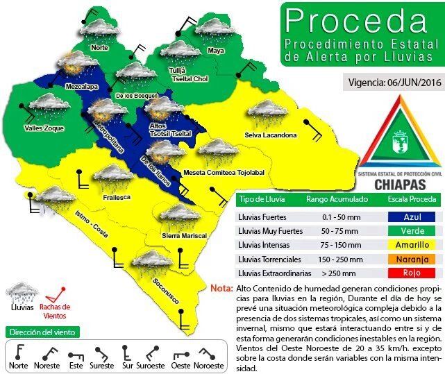 Activan alerta amarilla en Chiapas por lluvias intensas - protección-civil-lluvias