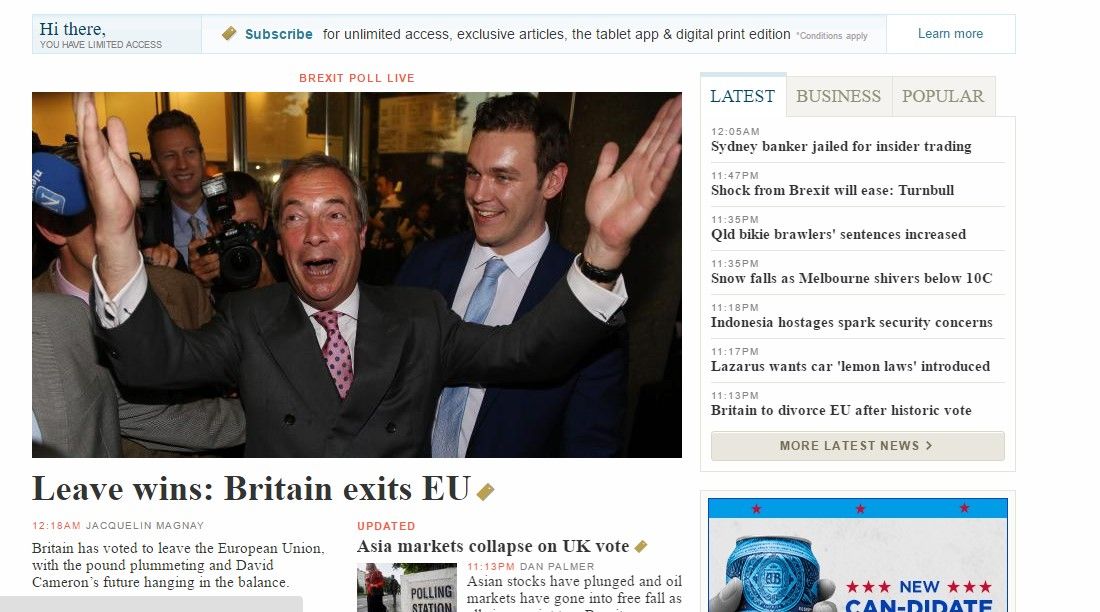 Reacciones de los medios tras el Brexit - the-australian