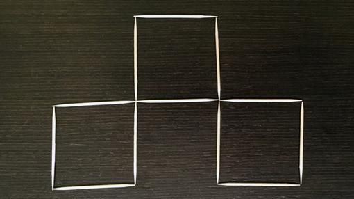 Transforma cuatro cuadrados de palillos en tres con tres movimientos - 3-cuadrados