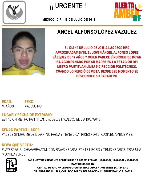 Alerta Amber para encontrar al niño Ángel Alfonso López Vázquez - ALERTA-AMBER-104