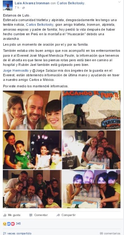 "Vengo llegando de la montaña... perdí a dos grandes amigos": Rubén Jaén - Alpinistas-Perú-1