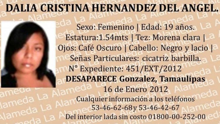 Ofrecen recompensa de hasta 1.5 mdp para localizar a cinco personas - Dalia-Cristina-Hernández-del-Ángel