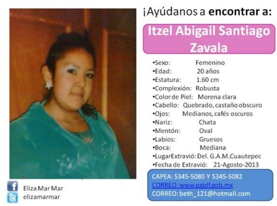 Ofrecen recompensa de hasta 1.5 mdp para localizar a cinco personas - Itzel-Abigail-Santiago-Zavala