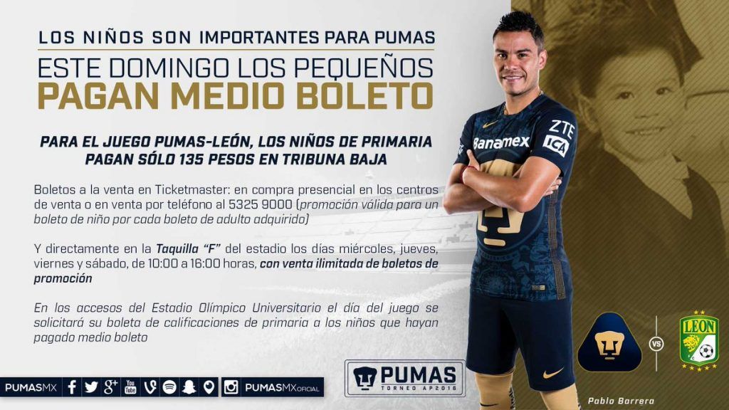 Lanza Pumas promoción para niños - Pumas-Boleto-Mitad-de-Precio-1024x576