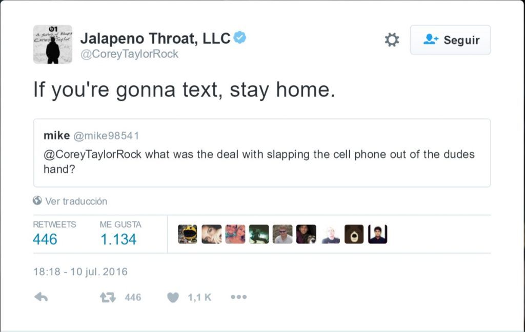 Video: vocalista de Slipknot tira teléfono a un fan - Tuit-Corey-Taylor-1024x649