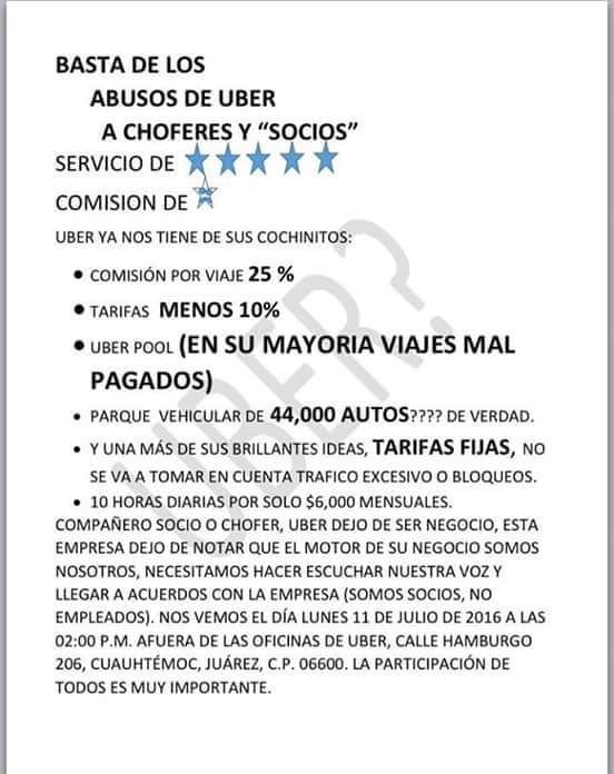 Conductores de Uber protestan por tarifa fija y Uberpool - WhatsApp-Image-20160711-5-1